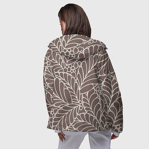 Женская ветровка Кофеиновый паттерн из листьев / 3D-Черный – фото 4