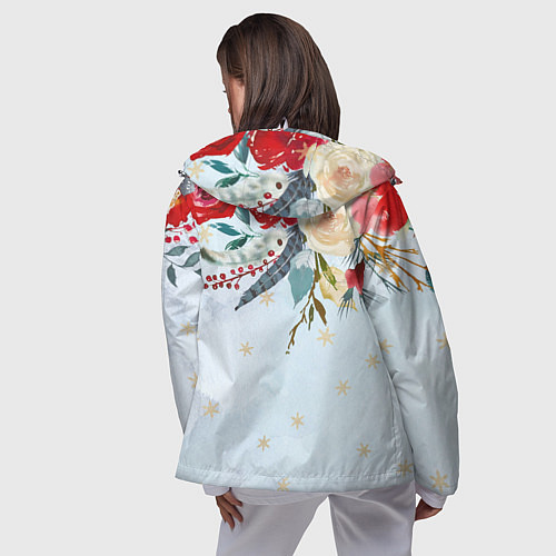 Женская ветровка Новогодний букет из роз / 3D-Белый – фото 4