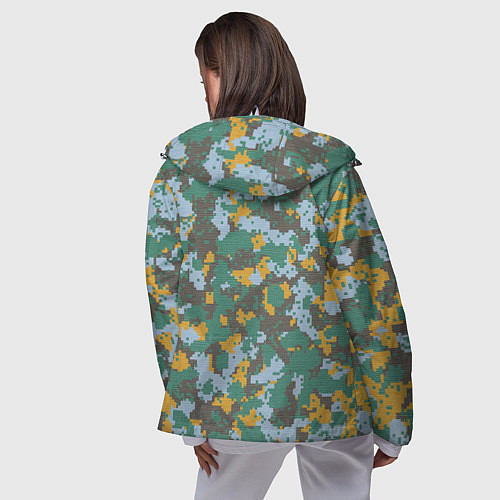 Женская ветровка Цифровой камуфляж - зелено-голубой / 3D-Белый – фото 4