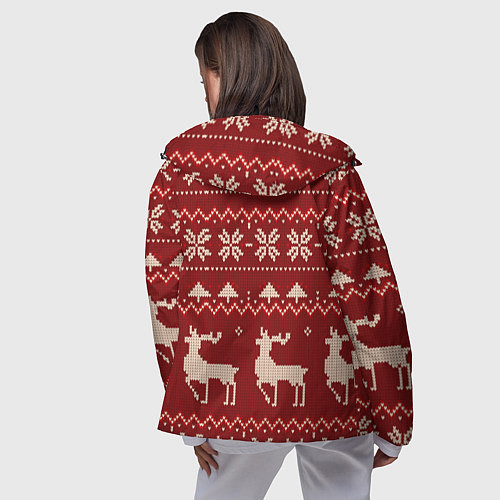 Женская ветровка Узоры новогодние : Олени / 3D-Черный – фото 4