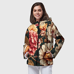 Ветровка с капюшоном женская Цветы в стиле рококо, цвет: 3D-черный — фото 2