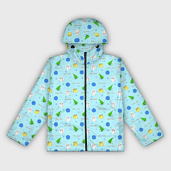 Ветровка с капюшоном женская Новогодний геометрический арт лайн принт с кролико, цвет: 3D-черный