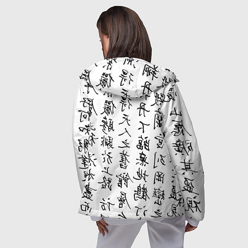 Женская ветровка Иероглифная сетка / 3D-Черный – фото 4