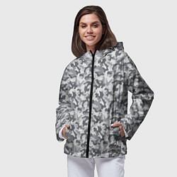 Ветровка с капюшоном женская Камуфляж М-21 серый, цвет: 3D-черный — фото 2