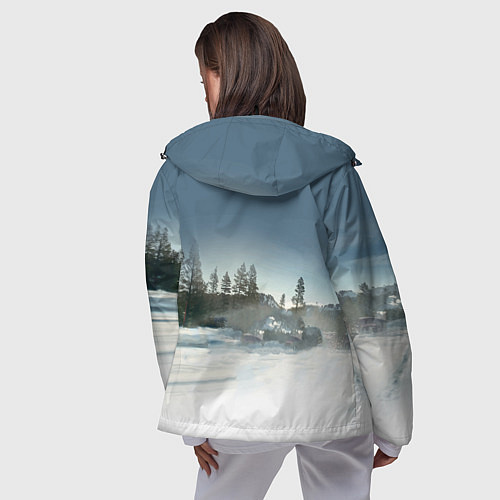 Женская ветровка Крутая бэха мчится по лесной дороге / 3D-Черный – фото 4