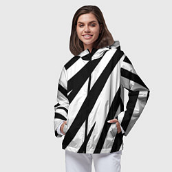 Ветровка с капюшоном женская Камуфляж зебры, цвет: 3D-черный — фото 2