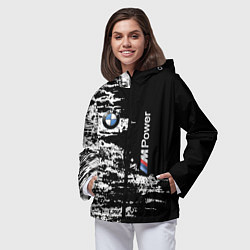 Ветровка с капюшоном женская BMW M Power - pattern, цвет: 3D-черный — фото 2