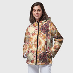 Ветровка с капюшоном женская Цветы абстрактные розы, цвет: 3D-черный — фото 2