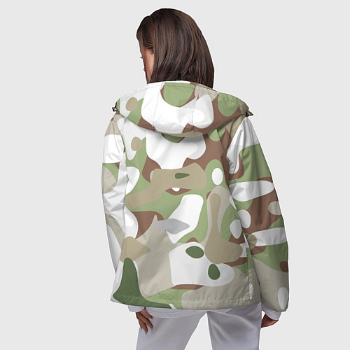 Женская ветровка Камуфляж зимний лес крупный / 3D-Черный – фото 4