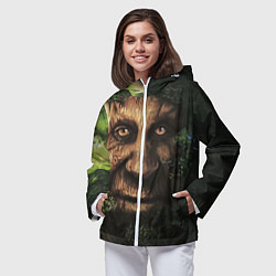 Ветровка с капюшоном женская Дерево с лицом мем Мудрое дерево, цвет: 3D-белый — фото 2