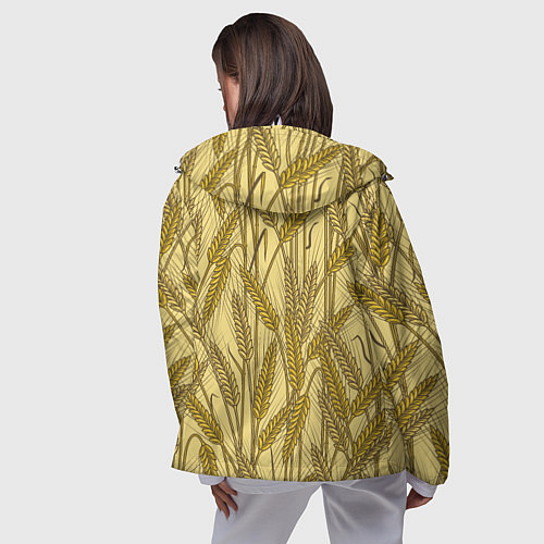 Женская ветровка Винтажные колоски пшеницы / 3D-Белый – фото 4