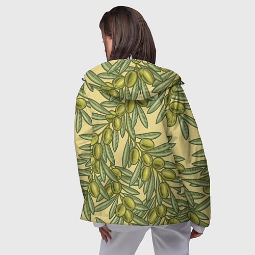 Женская ветровка Винтажные ветви оливок / 3D-Белый – фото 4