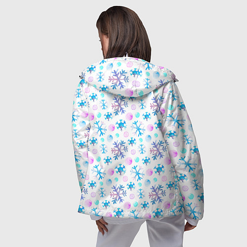 Женская ветровка Снежинки - новый год / 3D-Белый – фото 4