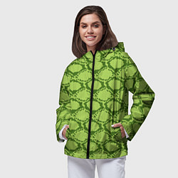 Ветровка с капюшоном женская Милитари змеиная кожа одноцветная, цвет: 3D-черный — фото 2