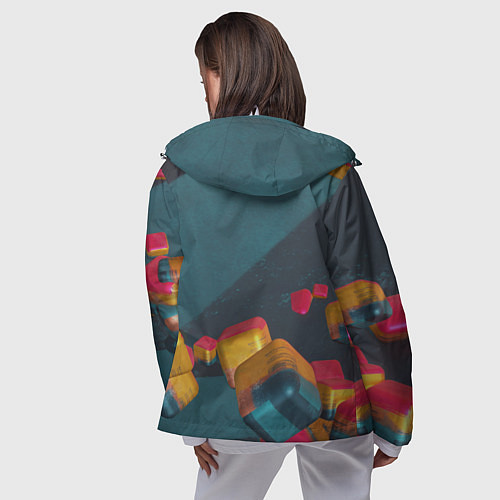 Женская ветровка Множество абстрактных кубиков / 3D-Белый – фото 4
