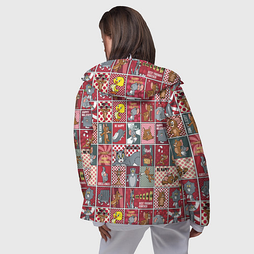 Женская ветровка Новогодний паттерн Том и Джерри / 3D-Белый – фото 4
