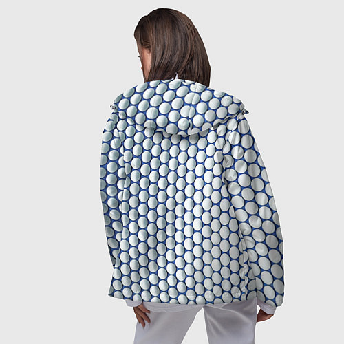 Женская ветровка Геометрические бело-синие круги / 3D-Белый – фото 4