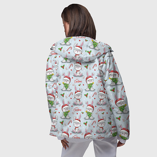 Женская ветровка Милые новогодние кролики / 3D-Черный – фото 4