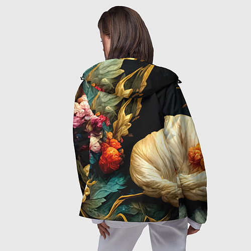 Женская ветровка Винтажные цветы акварелью / 3D-Черный – фото 4