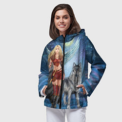 Ветровка с капюшоном женская Фэнтези зимние супергерои, цвет: 3D-черный — фото 2