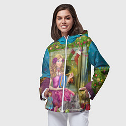 Ветровка с капюшоном женская Новогодний сюрприз, цвет: 3D-белый — фото 2