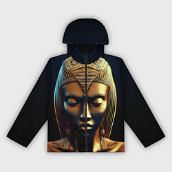 Ветровка с капюшоном женская Нейросеть - золотая статуя египетской царицы, цвет: 3D-черный