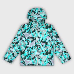 Женская ветровка Пятнистый абстрактный узор серый с бирюзовыми лини