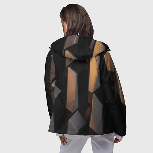 Женская ветровка Абстрактные тёмные геометрические блоки / 3D-Белый – фото 4