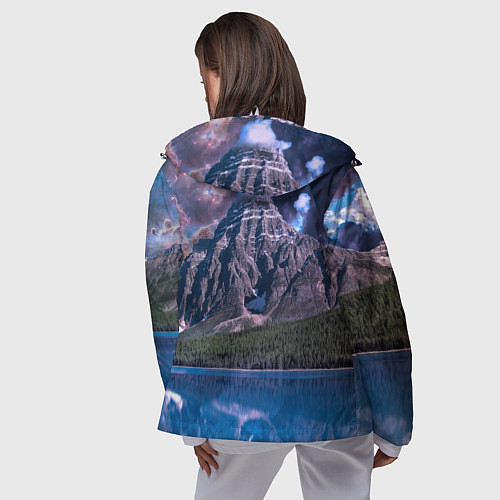 Женская ветровка Горы и лес у озера / 3D-Белый – фото 4