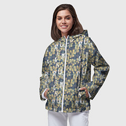 Ветровка с капюшоном женская Цветы и буквы гранж, цвет: 3D-белый — фото 2