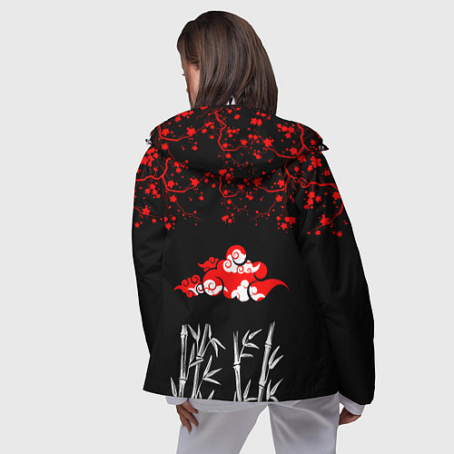 Женская ветровка Самурай и сакура на черном фоне / 3D-Белый – фото 4