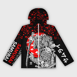 Женская ветровка Самурай и сакура на черном фоне