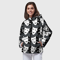 Ветровка с капюшоном женская Две маски, цвет: 3D-черный — фото 2