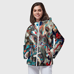 Ветровка с капюшоном женская Волны - краски, цвет: 3D-белый — фото 2