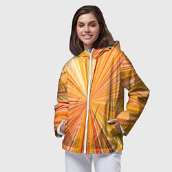 Ветровка с капюшоном женская Абстрактные лучи оттенков оранжевого, цвет: 3D-белый — фото 2