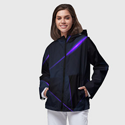 Ветровка с капюшоном женская Geometry stripes neon stiil, цвет: 3D-черный — фото 2