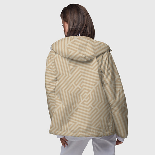 Женская ветровка Бежевый цвет с геометрическим узором / 3D-Белый – фото 4
