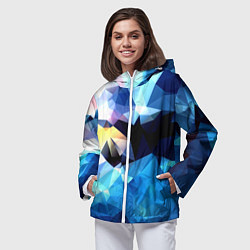 Ветровка с капюшоном женская Polygon blue abstract collection, цвет: 3D-белый — фото 2