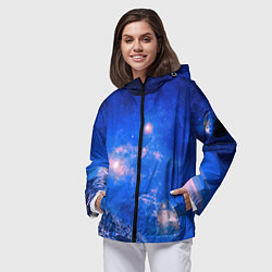 Ветровка с капюшоном женская Бескрайний космос, цвет: 3D-черный — фото 2