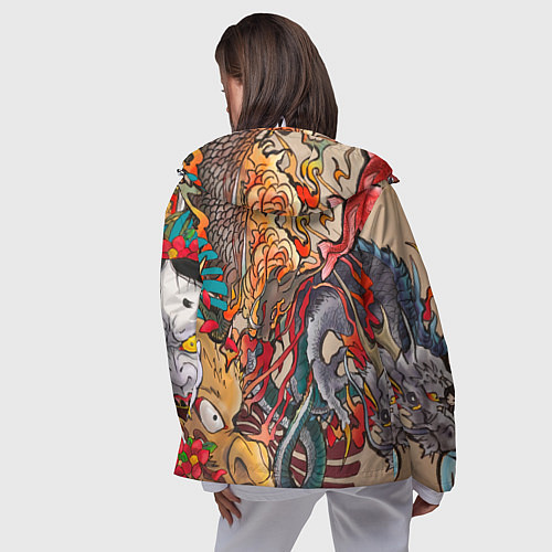 Женская ветровка Иредзуми: демон и дракон / 3D-Белый – фото 4