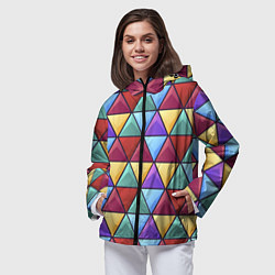 Ветровка с капюшоном женская Геометрический красочный паттерн, цвет: 3D-черный — фото 2