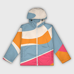 Ветровка с капюшоном женская Разноцветная абстракция в стиле модерн, цвет: 3D-белый