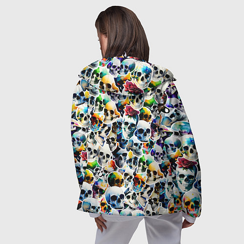 Женская ветровка Акварельные черепа / 3D-Белый – фото 4