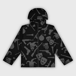Ветровка с капюшоном женская Маски Джокера и оружие, цвет: 3D-черный