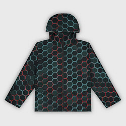 Женская ветровка Соты, красный и голубой неон