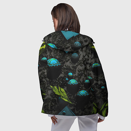 Женская ветровка Зеленые абстрактные листья / 3D-Белый – фото 4