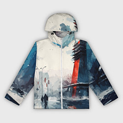 Ветровка с капюшоном женская Наш город - коллекция Бело-сине-красный - Хуф и Ся, цвет: 3D-белый