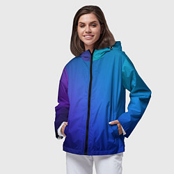 Ветровка с капюшоном женская Тёмно-синий градиент, цвет: 3D-черный — фото 2