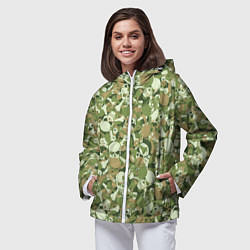 Ветровка с капюшоном женская Камуфляж из черепов, цвет: 3D-белый — фото 2
