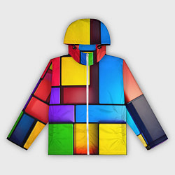 Ветровка с капюшоном женская Красочные объемные блоки, цвет: 3D-белый